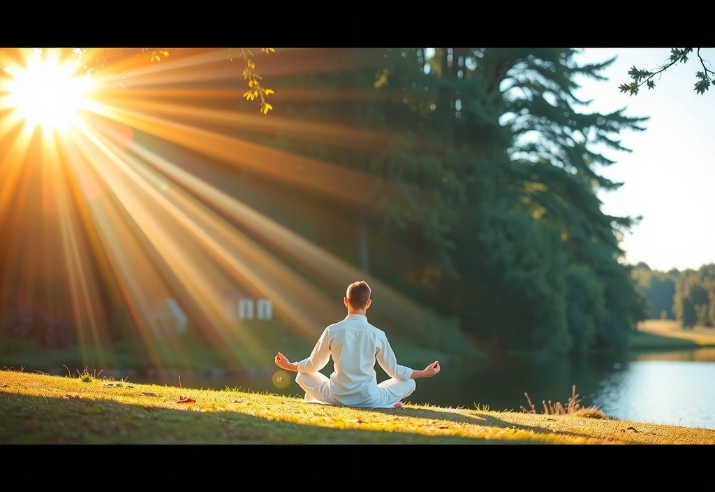 Person meditating in a calm, natural setting, illustrating the benefits of meditation
