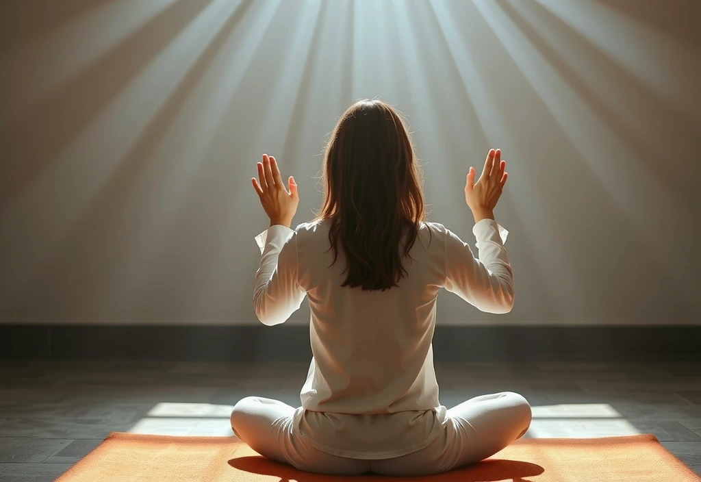 Kundalini Yoga practitioner in meditation with hands in mudra