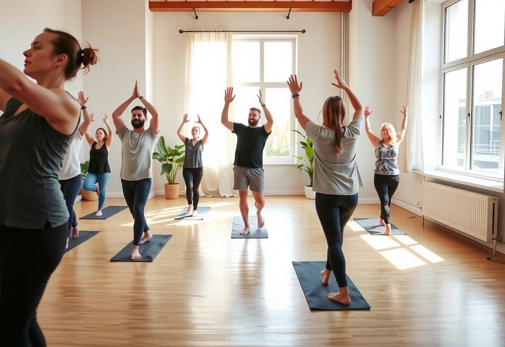 Vinyasa Yoga flow in a dynamic studio setting